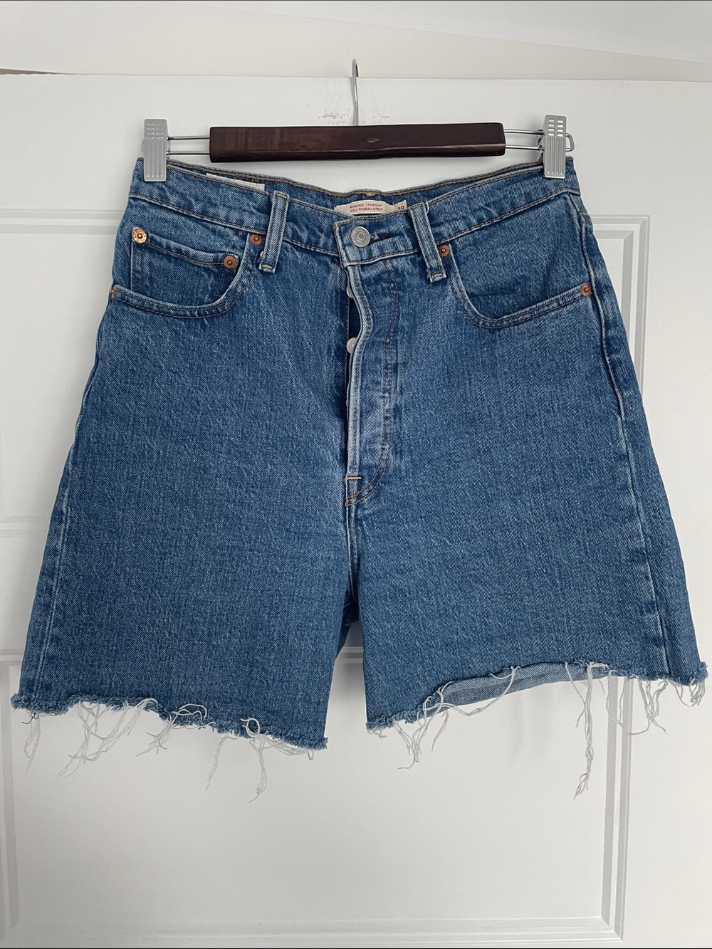 High-Waist Levis Distressed Denim Shorts -